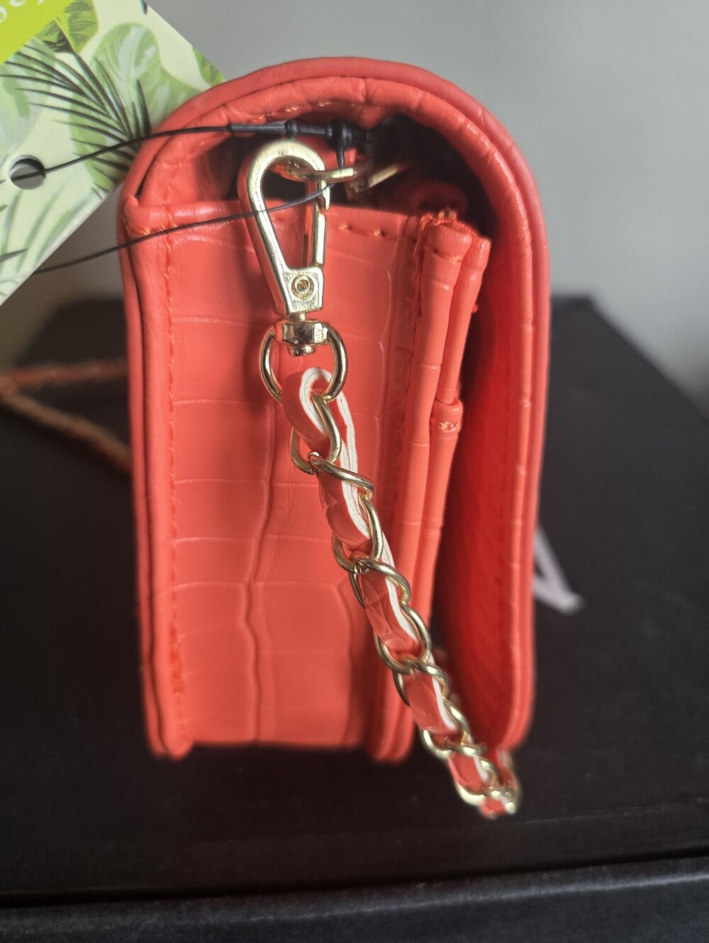 Badley Mischika Genuine Croc-Embossed Orange Wallet Clutch Nwt - Picture 4 of 9